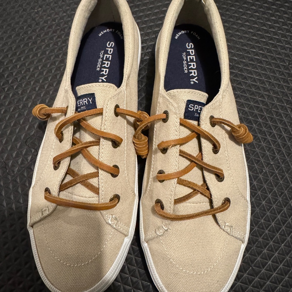 Sperry Women’s Beige Canvas Boat Shoes